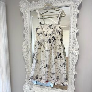 Maeve Anthropologie White & Black Dog Print Dress